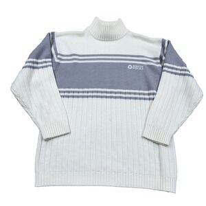 Vintage Y2K South Pole Sweater Men Large White Knit Crewneck Grandpa Colorblock